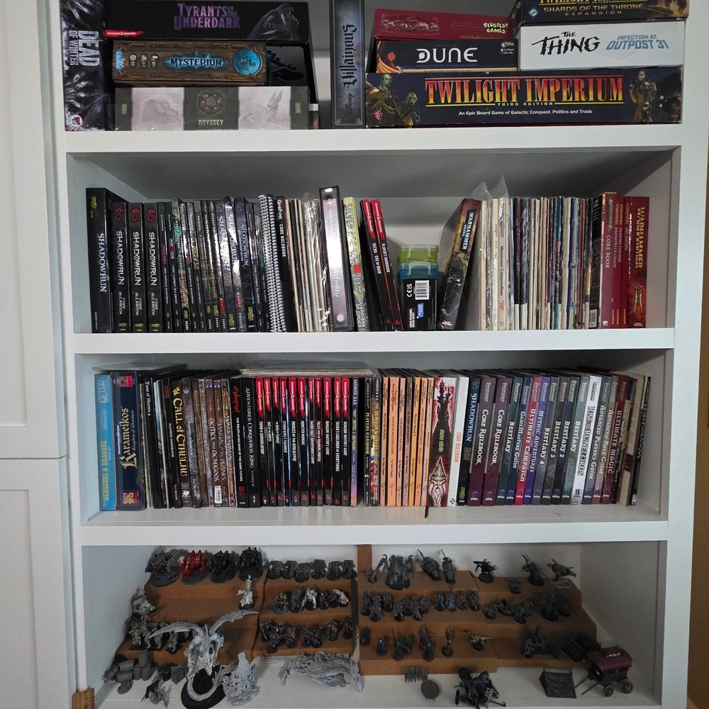The game room — table set for a session